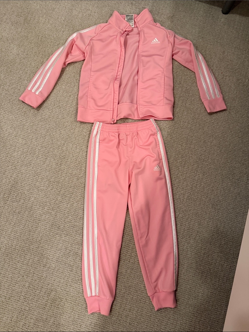 adidas Pink Girls Two-Piece Track Jacket and Pants Set